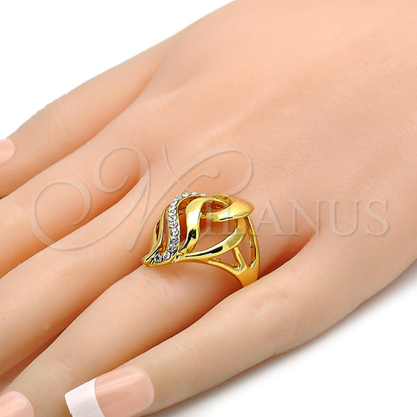 Gold Filled Ring — Multi Stone Ring Greek Key Design with White — alternate product view — SKU 106674 | Oro Laminado anillo — Multi Stone Ring Greek Key diseño with blanco — SKU 106674