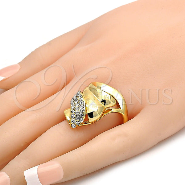 Gold Filled Ring — Multi Stone Ring Flower Design with White Crystal — alternate product view — SKU 106678 | Oro Laminado anillo — Multi Stone Ring flor diseño with cristal blanco — SKU 106678