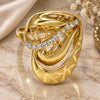 Oro Laminado Multi Stone Ring, Gold Filled Style Heart Design, with White Crystal, Polished, Golden Finish, 01.241.0032.07 (Size 7)