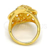 Oro Laminado Multi Stone Ring, Gold Filled Style Greek Key Design, with White Crystal, Polished, Golden Finish, 01.241.0033.08 (Size 8)