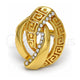 Anillo Multi Piedra 01.241.0033.06 Oro Laminado, Diseño de Llave Griega, con Cristal Blanca, Pulido, Tono Dorado (Tamaño 6)