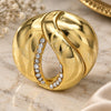 Oro Laminado Multi Stone Ring, Gold Filled Style with White Crystal, Polished, Golden Finish, 01.241.0035.07 (Size 7)