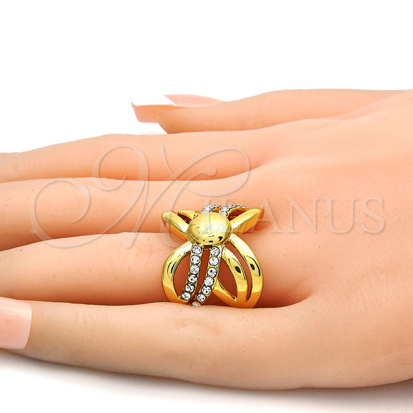 Gold Filled Ring — Multi Stone Ring with White Crystal Polished 01. — alternate product view — SKU 106703 | Oro Laminado anillo — Multi Stone Ring with cristal blanco pulido 01. — SKU 106703