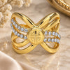 Oro Laminado Multi Stone Ring, Gold Filled Style with White Crystal, Polished, Golden Finish, 01.241.0037.09 (Size 9)