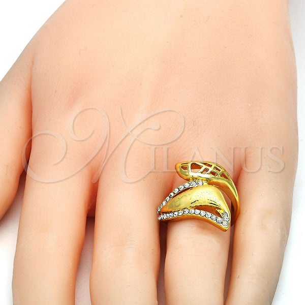 Gold Filled Ring — Multi Stone Ring Flower Design with White Crystal — alternate product view — SKU 106716 | Oro Laminado anillo — Multi Stone Ring flor diseño with cristal blanco — SKU 106716