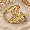 Oro Laminado Multi Stone Ring, Gold Filled Style Flower Design, with White Crystal, Polished, Golden Finish, 01.241.0039.10 (Size 10)
