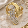 Oro Laminado Multi Stone Ring, Gold Filled Style Greek Key Design, with White Crystal, Polished, Golden Finish, 01.241.0052.09 (Size 9)