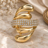 Oro Laminado Multi Stone Ring, Gold Filled Style with White Crystal, Polished, Golden Finish, 01.241.0041.08 (Size 8)