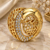 Oro Laminado Multi Stone Ring, Gold Filled Style with White Crystal, Polished, Golden Finish, 01.241.0042.08 (Size 8)