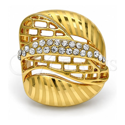 Oro Laminado Multi Stone Ring, Gold Filled Style with White Crystal, Polished, Golden Finish, 01.241.0055.10 (Size 10)