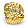 Oro Laminado Multi Stone Ring, Gold Filled Style with White Crystal, Polished, Golden Finish, 01.241.0055.10 (Size 10)