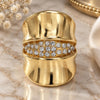 Oro Laminado Multi Stone Ring, Gold Filled Style with White Crystal, Polished, Golden Finish, 01.241.0043.08 (Size 8)