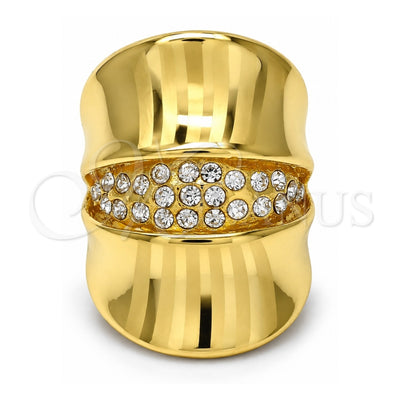 Oro Laminado Multi Stone Ring, Gold Filled Style with White Crystal, Polished, Golden Finish, 01.241.0043.08 (Size 8)