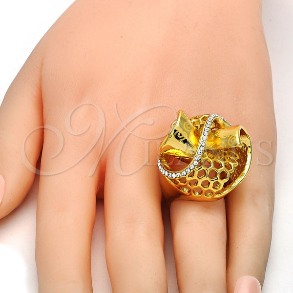Gold Filled Ring — Multi Stone Ring Spiral Design with White Crystal — alternate product view — SKU 106742 | Oro Laminado anillo — Multi Stone Ring Spiral diseño with cristal blanco — SKU 106742