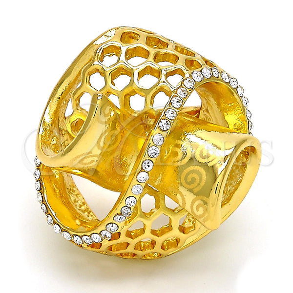 Gold Filled Ring — Multi Stone Ring Spiral Design with White Crystal — main product view — SKU 106744 | Oro Laminado anillo — Multi Stone Ring Spiral diseño with cristal blanco — SKU 106744