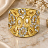 Oro Laminado Multi Stone Ring, Gold Filled Style with White Crystal, Polished, Golden Finish, 01.241.0044.09 (Size 9)