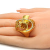 Oro Laminado Multi Stone Ring, Gold Filled Style Spiral Design, with White Crystal, Polished, Golden Finish, 01.241.0056.10 (Size 10)