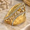 Oro Laminado Multi Stone Ring, Gold Filled Style Flower Design, with White Crystal, Polished, Golden Finish, 01.241.0054.07 (Size 7)