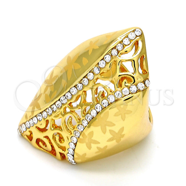 Gold Filled Ring — Multi Stone Ring Flower Design with White Crystal — main product view — SKU 106750 | Oro Laminado anillo — Multi Stone Ring flor diseño with cristal blanco — SKU 106750