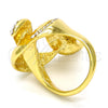 Oro Laminado Multi Stone Ring, Gold Filled Style Greek Key Design, with White Crystal, Polished, Golden Finish, 01.241.0045.09 (Size 9)