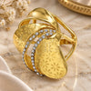 Oro Laminado Multi Stone Ring, Gold Filled Style Flower Design, with White Crystal, Polished, Golden Finish, 01.241.0047.07 (Size 7)