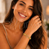 Oro Laminado Fancy Bracelet, Gold Filled Style Leaf Design, with White Crystal, Polished, Golden Finish, 03.241.0001.08 (25 MM Thickness, 8 Inches Length)