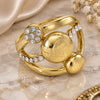 Oro Laminado Multi Stone Ring, Gold Filled Style with White Crystal, Polished, Golden Finish, 01.241.0050.09 (Size 9)