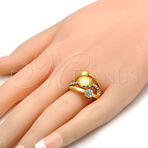 Gold Filled Ring — Multi Stone Ring with White Crystal Polished 01. — alternate product view — SKU 106778 | Oro Laminado anillo — Multi Stone Ring with cristal blanco pulido 01. — SKU 106778