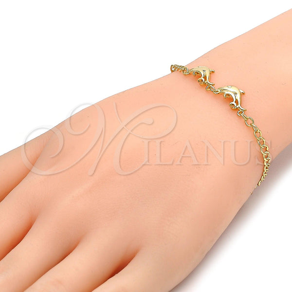 Gold Filled Bracelet — Fancy Bracelet Dolphin Design Polished 03. 09 MM — alternate product view — SKU 106795 | Oro Laminado brazalete — elegante Bracelet Dolphin diseño pulido 03. 09 MM — SKU 106795