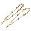 Oro Laminado Bracelet Rosary, Gold Filled Style Virgen Maria and Cross Design, Polished, Golden Finish, 03.197.0001.08