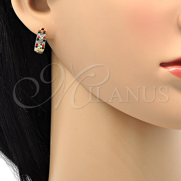 Gold Filled Hoop Earrings — Huggie Hoop with Multicolor Crystal Polished 02. — alternate product view — SKU 106802 | Oro Laminado aretes de aro — Huggie Hoop with Multicolor cristal pulido 02. — SKU 106802
