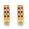 Oro Laminado Huggie Hoop, Gold Filled Style with Garnet and White Crystal, Polished, Golden Finish, 02.165.0137.2.15