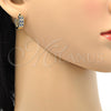 Oro Laminado Huggie Hoop, Gold Filled Style with Tanzanite and White Crystal, Polished, Golden Finish, 02.165.0137.4.15