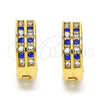 Oro Laminado Huggie Hoop, Gold Filled Style with Tanzanite and White Crystal, Polished, Golden Finish, 02.165.0137.4.15