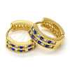 Oro Laminado Huggie Hoop, Gold Filled Style with Tanzanite and White Crystal, Polished, Golden Finish, 02.165.0137.4.15
