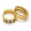 Oro Laminado Huggie Hoop, Gold Filled Style with Tanzanite and White Crystal, Polished, Golden Finish, 02.165.0137.4.15