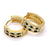Oro Laminado Huggie Hoop, Gold Filled Style with Green and White Crystal, Polished, Golden Finish, 02.165.0137.5.15