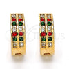 Oro Laminado Huggie Hoop, Gold Filled Style with Multicolor Crystal, Polished, Golden Finish, 02.165.0137.6.15