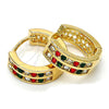 Oro Laminado Huggie Hoop, Gold Filled Style with Multicolor Crystal, Polished, Golden Finish, 02.165.0137.6.15