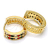 Oro Laminado Huggie Hoop, Gold Filled Style with Multicolor Crystal, Polished, Golden Finish, 02.165.0137.6.15