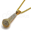 Gold Tone Pendant Necklace, Rope Design, with White Crystal, Polished, Golden Finish, 04.242.0003.30 (04 MM Thickness, 30 Inches Length)