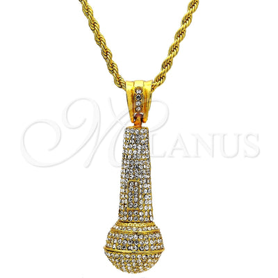 Gold Filled Gold Tone Pendant Necklace, Rope Design, with White Crystal, Polished, Golden Finish, 04.242.0003.30GT (04 MM for wholesale, main product view