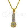 Gold Tone Pendant Necklace, Rope Design, with White Crystal, Polished, Golden Finish, 04.242.0003.30GT (04 MM Thickness, 30 Inches Length)