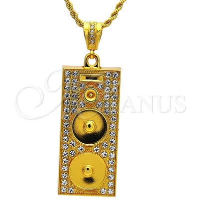 Gold Filled Gold Tone Pendant Necklace, Rope Design, with White Crystal, Polished, Golden Finish, 04.242.0012.30GT (04 MM for wholesale, main product view
