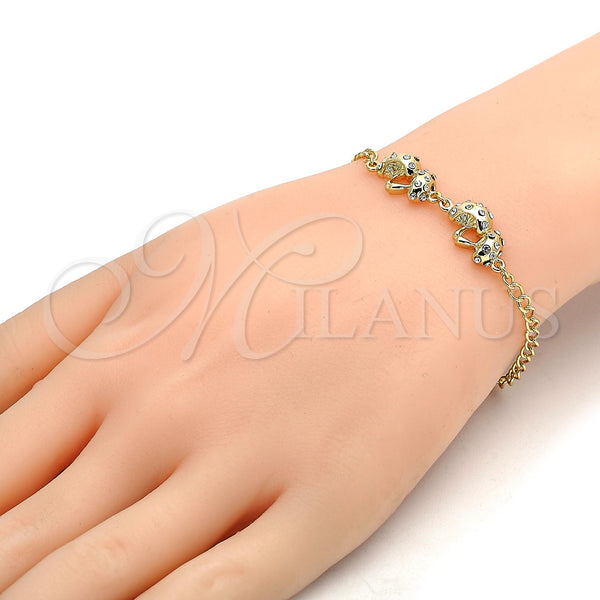 Gold Filled Bracelet — Fancy Bracelet with White Crystal Polished 03. 10 — alternate product view — SKU 106847 | Oro Laminado brazalete — elegante Bracelet with cristal blanco pulido 03. 10 — SKU 106847