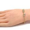 Oro Laminado Fancy Bracelet, Gold Filled Style with White Crystal, Polished, Golden Finish, 03.168.0006.07 (10 MM Thickness, 7 Inches Length)
