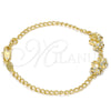 Oro Laminado Fancy Bracelet, Gold Filled Style with White Crystal, Polished, Golden Finish, 03.168.0006.07 (10 MM Thickness, 7 Inches Length)