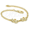 Oro Laminado Fancy Bracelet, Gold Filled Style with White Crystal, Polished, Golden Finish, 03.168.0006.07 (10 MM Thickness, 7 Inches Length)