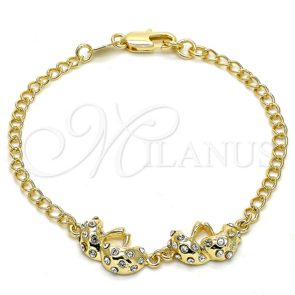 Gold Filled Bracelet — Fancy Bracelet with White Crystal Polished 03. 10 — main product view — SKU 106847 | Oro Laminado brazalete — elegante Bracelet with cristal blanco pulido 03. 10 — SKU 106847