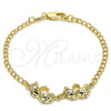 Oro Laminado Fancy Bracelet, Gold Filled Style with White Crystal, Polished, Golden Finish, 03.168.0006.07 (10 MM Thickness, 7 Inches Length)